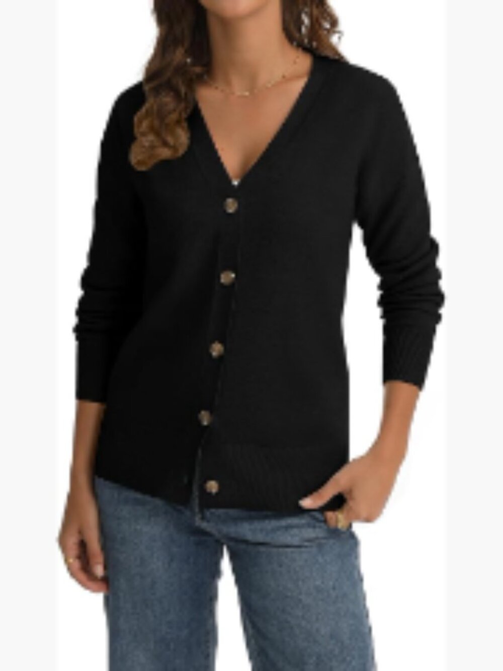 Long Sleeve V-Neck Cardigan Button Down Soft Knit Cardigan for Layering